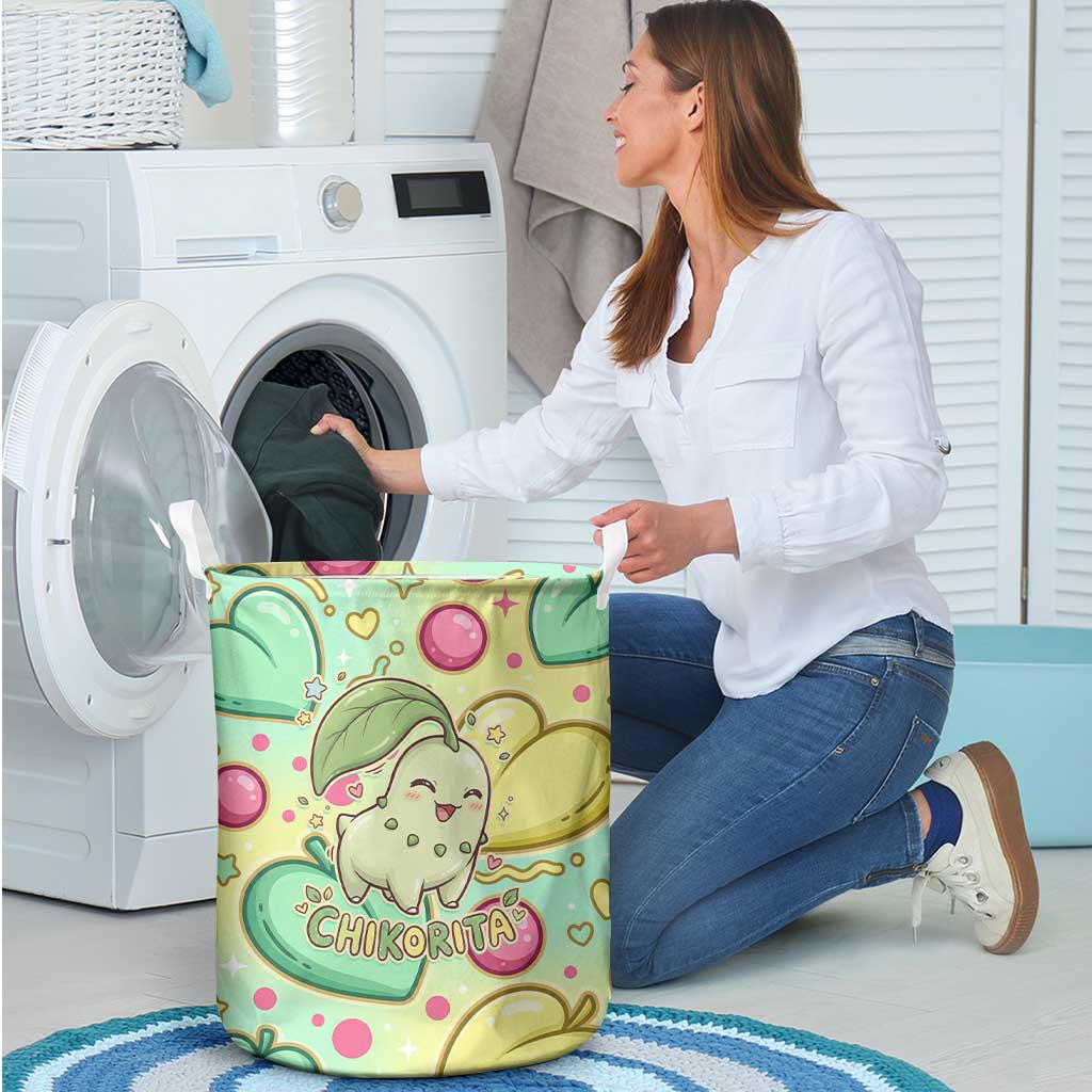 Chikorita Laundry Basket Vibrant Pastel Leaf Pop Art