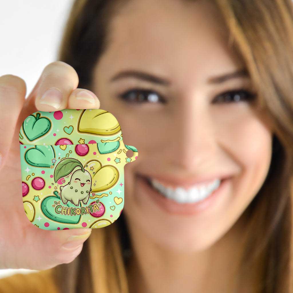 Chikorita AirPods Case Vibrant Pastel Leaf Pop Art