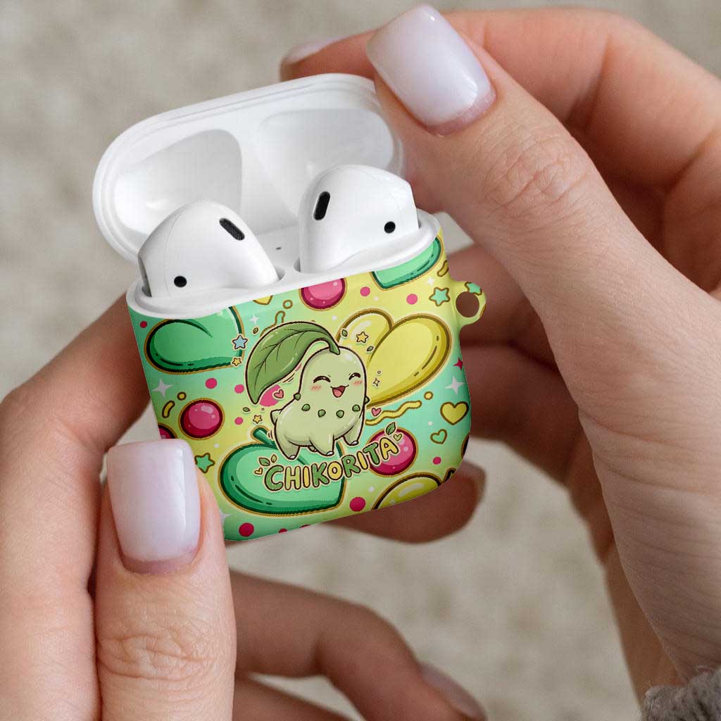 Chikorita AirPods Case Vibrant Pastel Leaf Pop Art