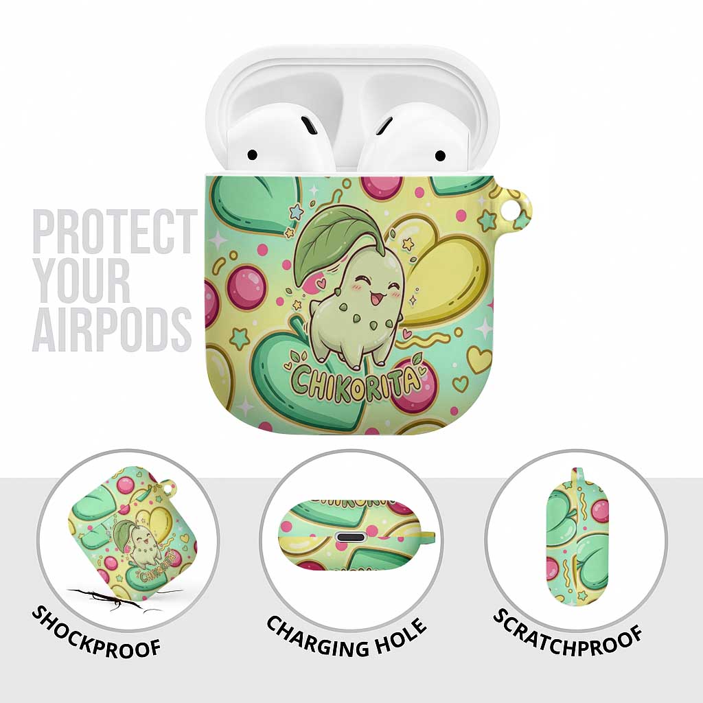 Chikorita AirPods Case Vibrant Pastel Leaf Pop Art