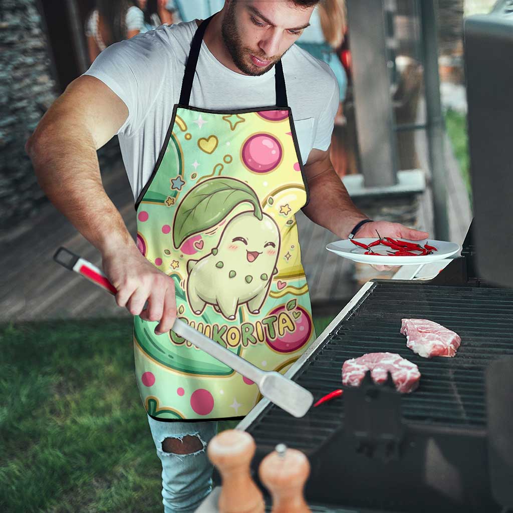 Chikorita Apron Vibrant Pastel Leaf Pop Art