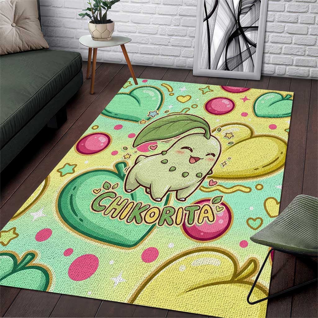 Chikorita Area Rug Vibrant Pastel Leaf Pop Art