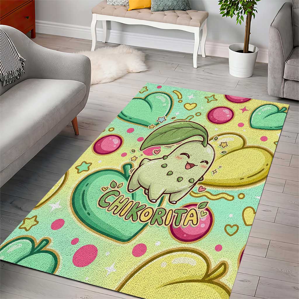 Chikorita Area Rug Vibrant Pastel Leaf Pop Art