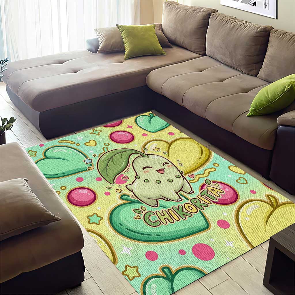 Chikorita Area Rug Vibrant Pastel Leaf Pop Art