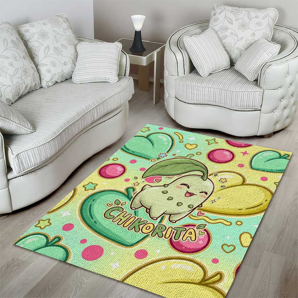 Chikorita Area Rug Vibrant Pastel Leaf Pop Art