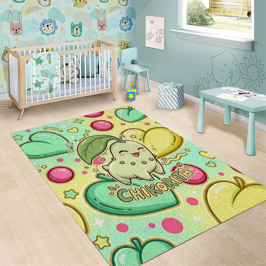 Chikorita Area Rug Vibrant Pastel Leaf Pop Art