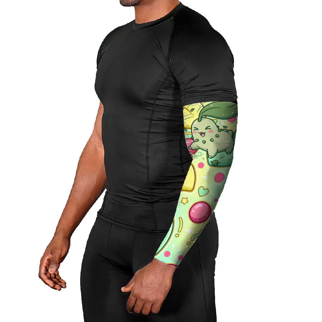 Chikorita Arm Sleeves Vibrant Pastel Leaf Pop Art