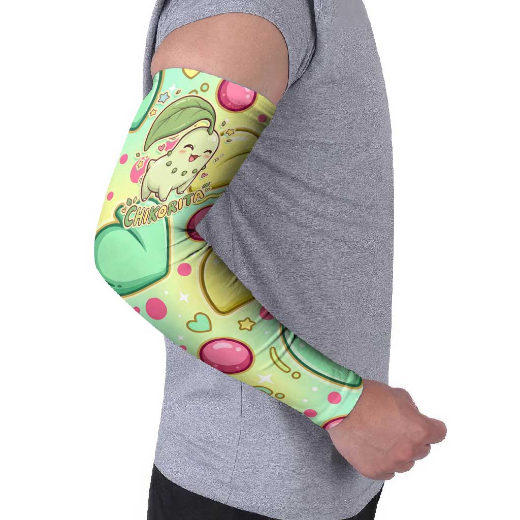 Chikorita Arm Sleeves Vibrant Pastel Leaf Pop Art