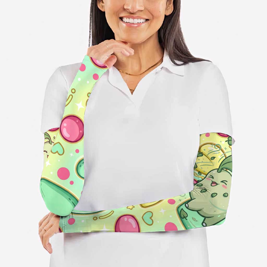 Chikorita Arm Sleeves Vibrant Pastel Leaf Pop Art