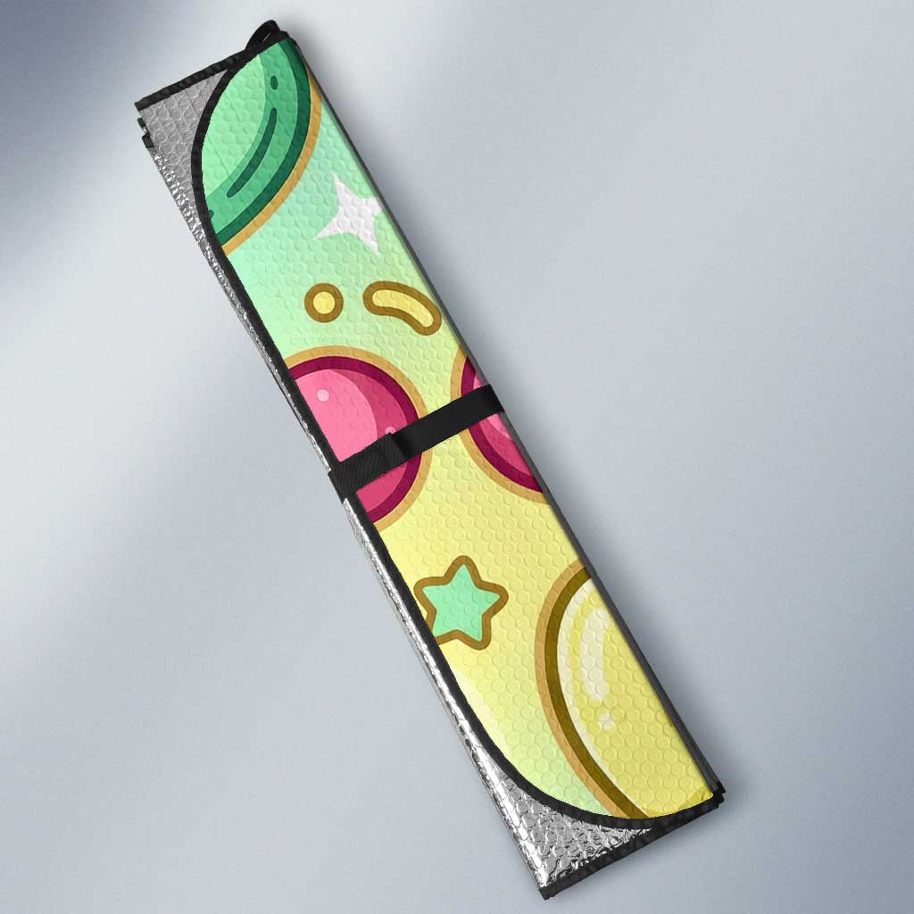 Chikorita Auto Sun Shade Vibrant Pastel Leaf Pop Art