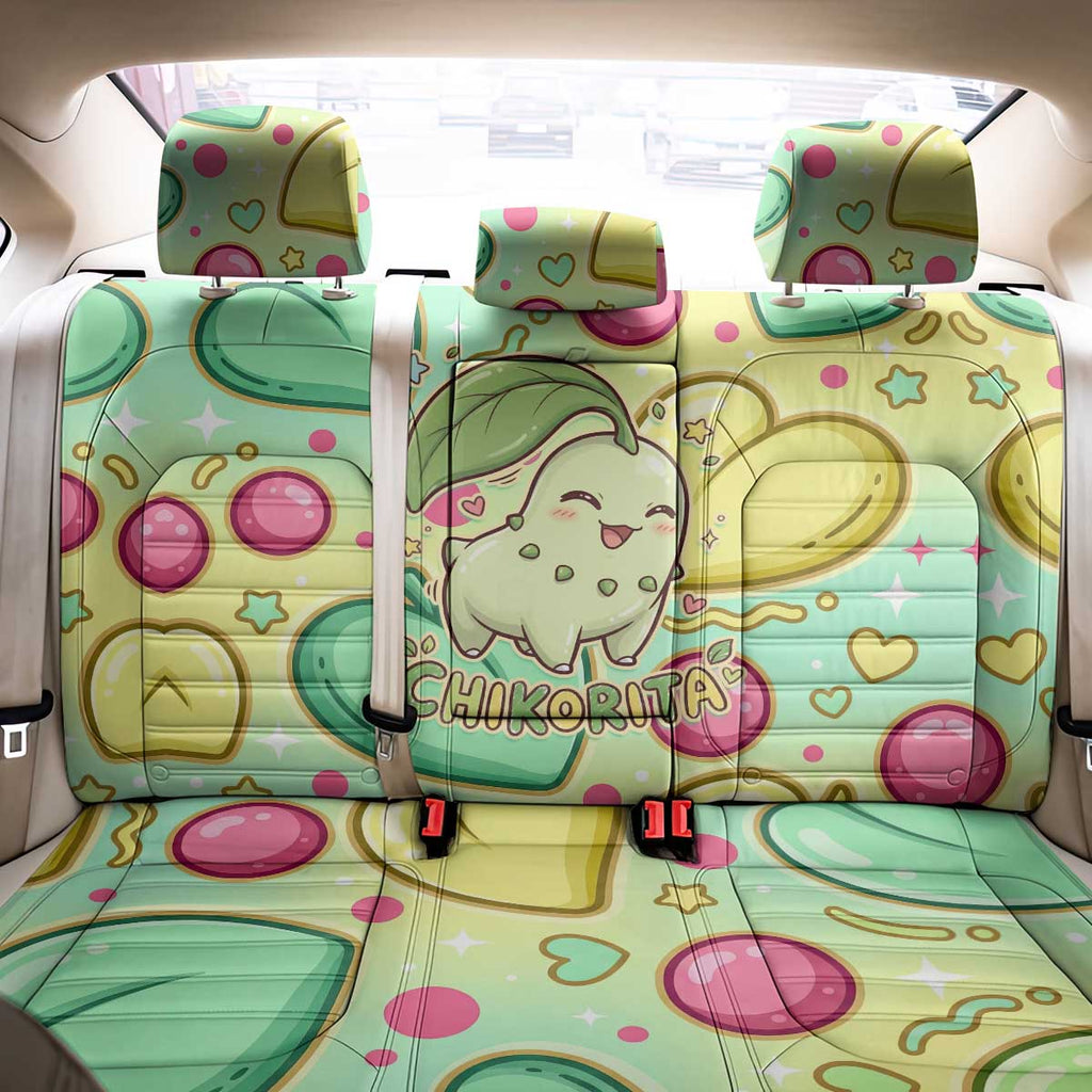 Chikorita Back Car Seat Cover Vibrant Pastel Leaf Pop Art