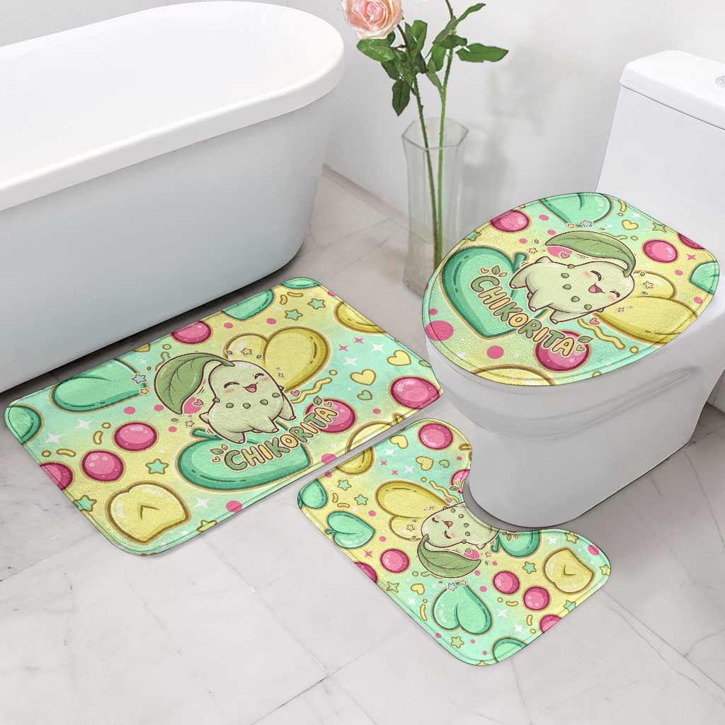 Chikorita Bathroom Set Vibrant Pastel Leaf Pop Art