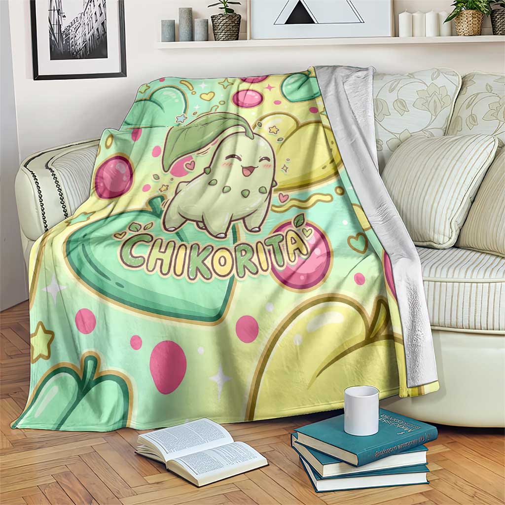 Chikorita Blanket Vibrant Pastel Leaf Pop Art