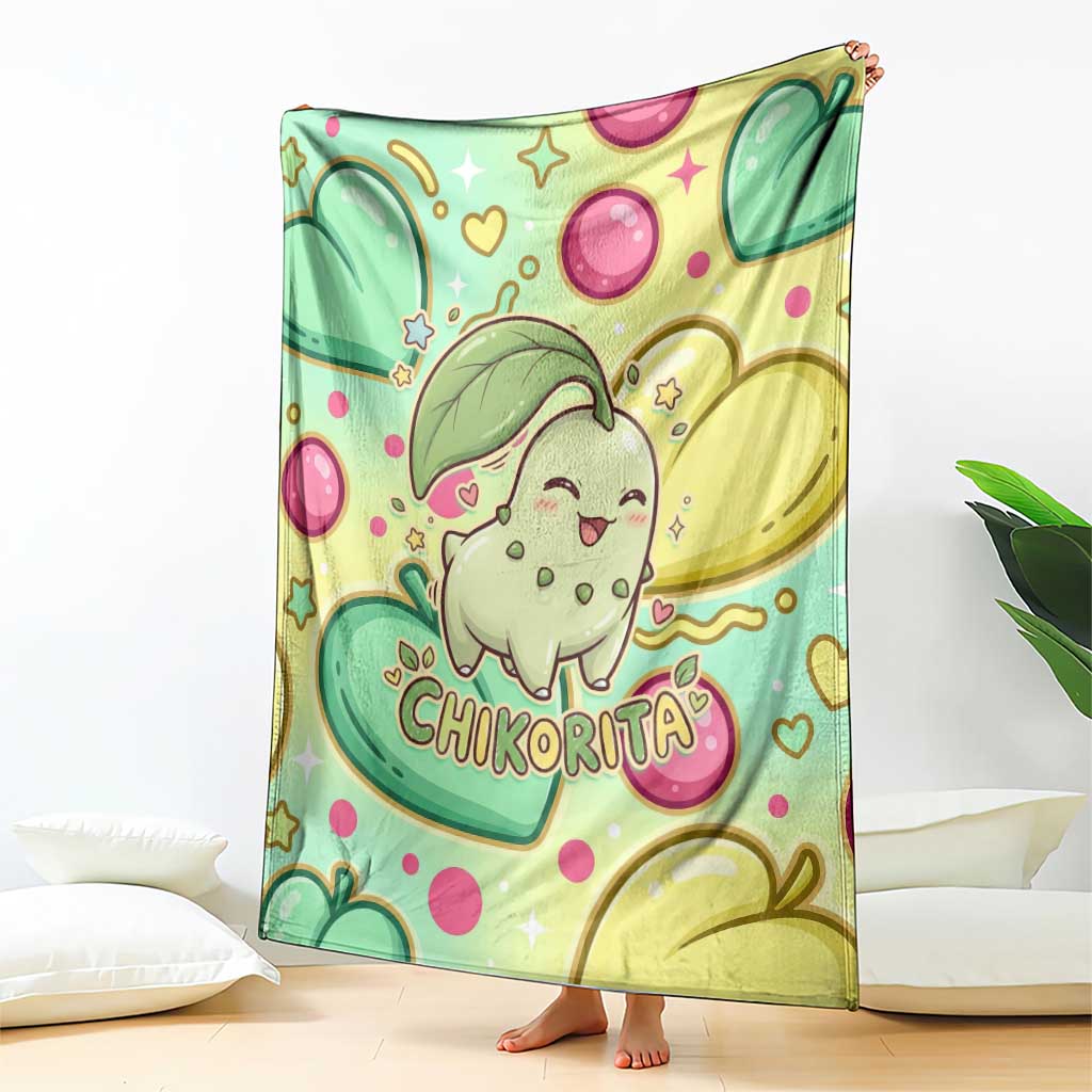 Chikorita Blanket Vibrant Pastel Leaf Pop Art