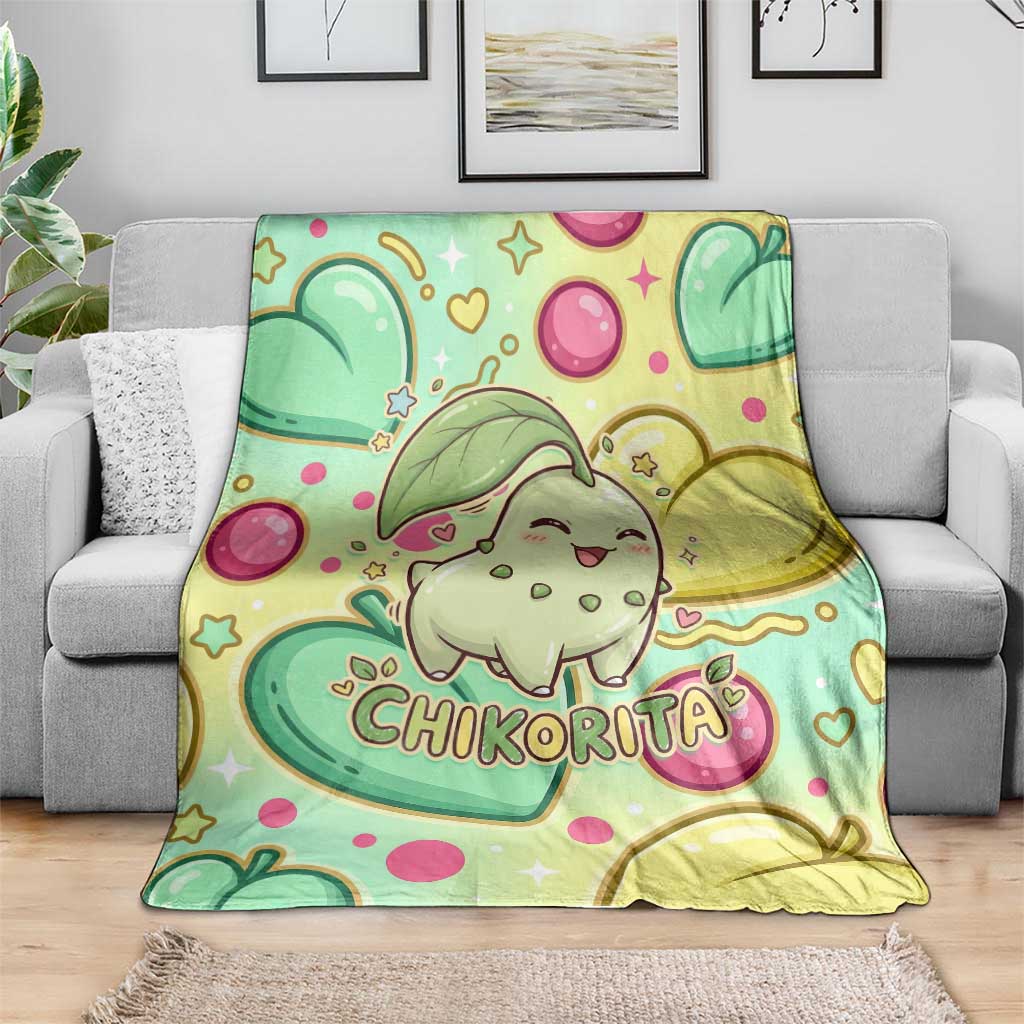 Chikorita Blanket Vibrant Pastel Leaf Pop Art