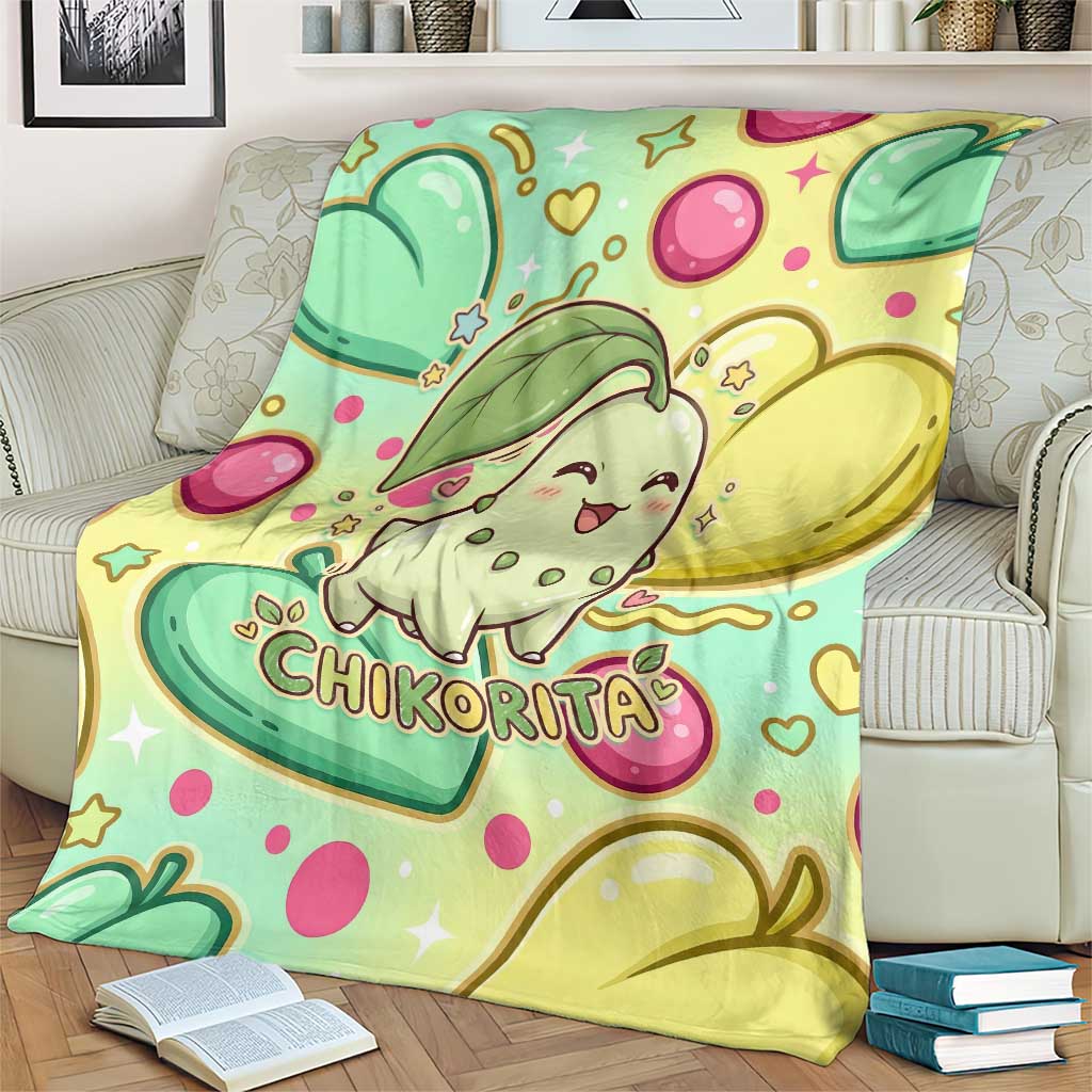 Chikorita Blanket Vibrant Pastel Leaf Pop Art