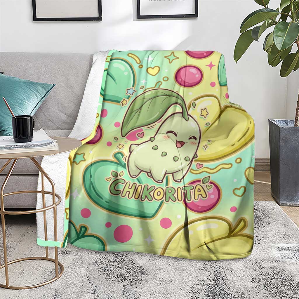 Chikorita Blanket Vibrant Pastel Leaf Pop Art