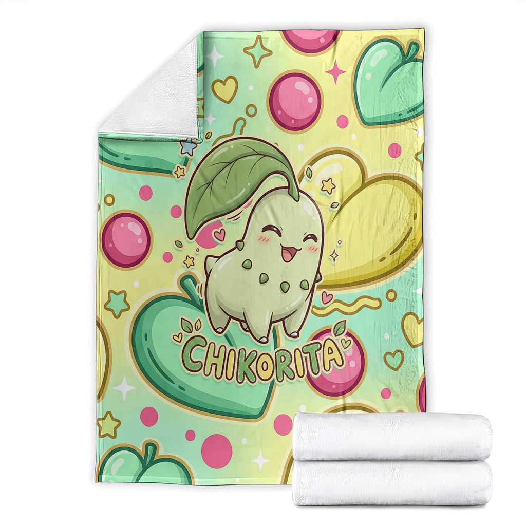 Chikorita Blanket Vibrant Pastel Leaf Pop Art