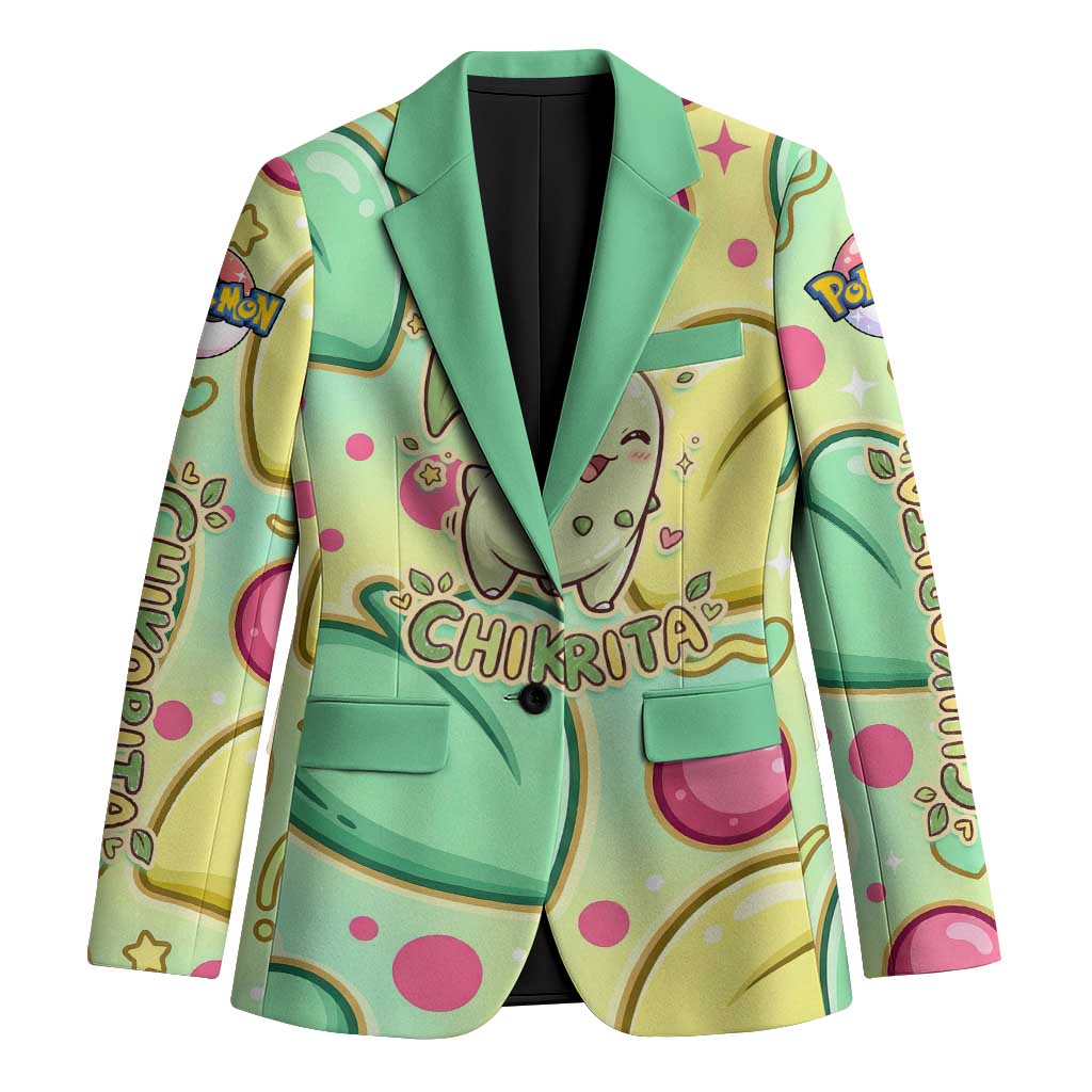 Chikorita Blazer Vibrant Pastel Leaf Pop Art