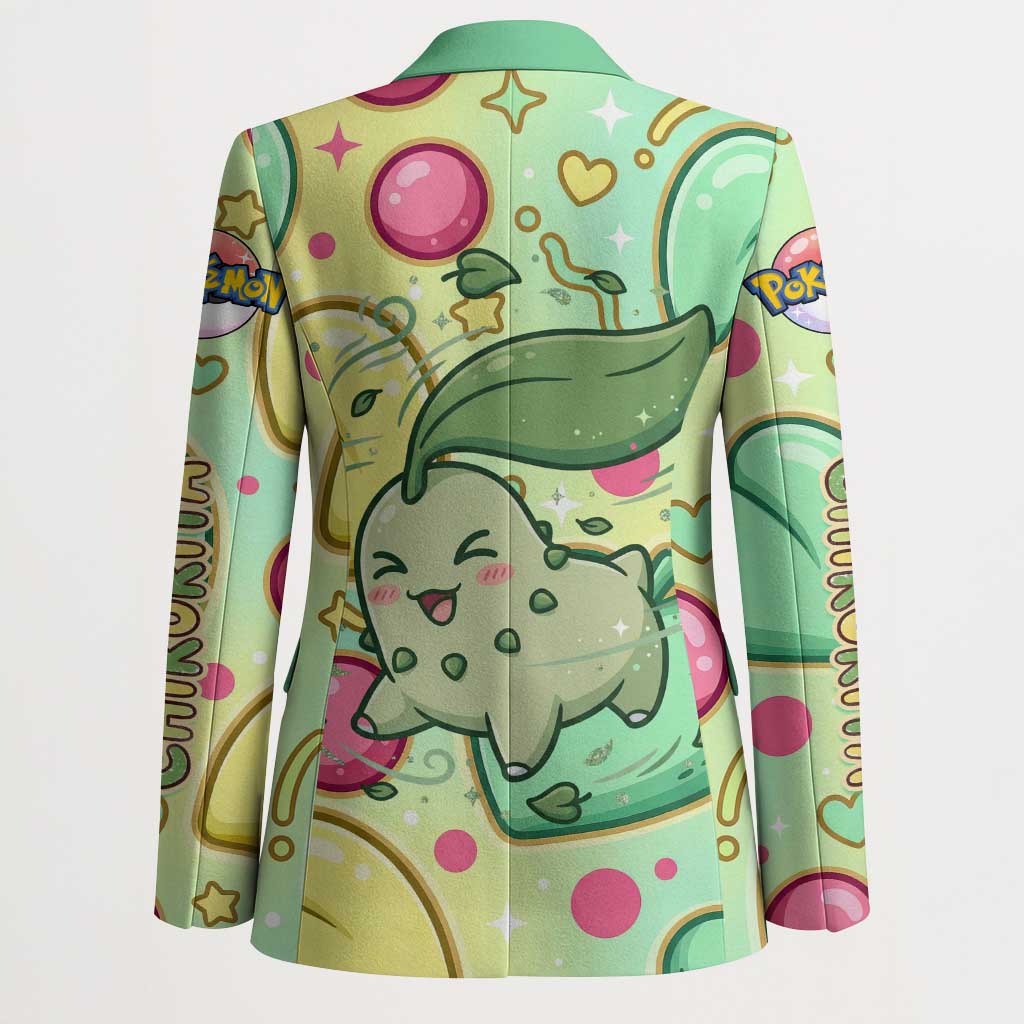 Chikorita Blazer Vibrant Pastel Leaf Pop Art