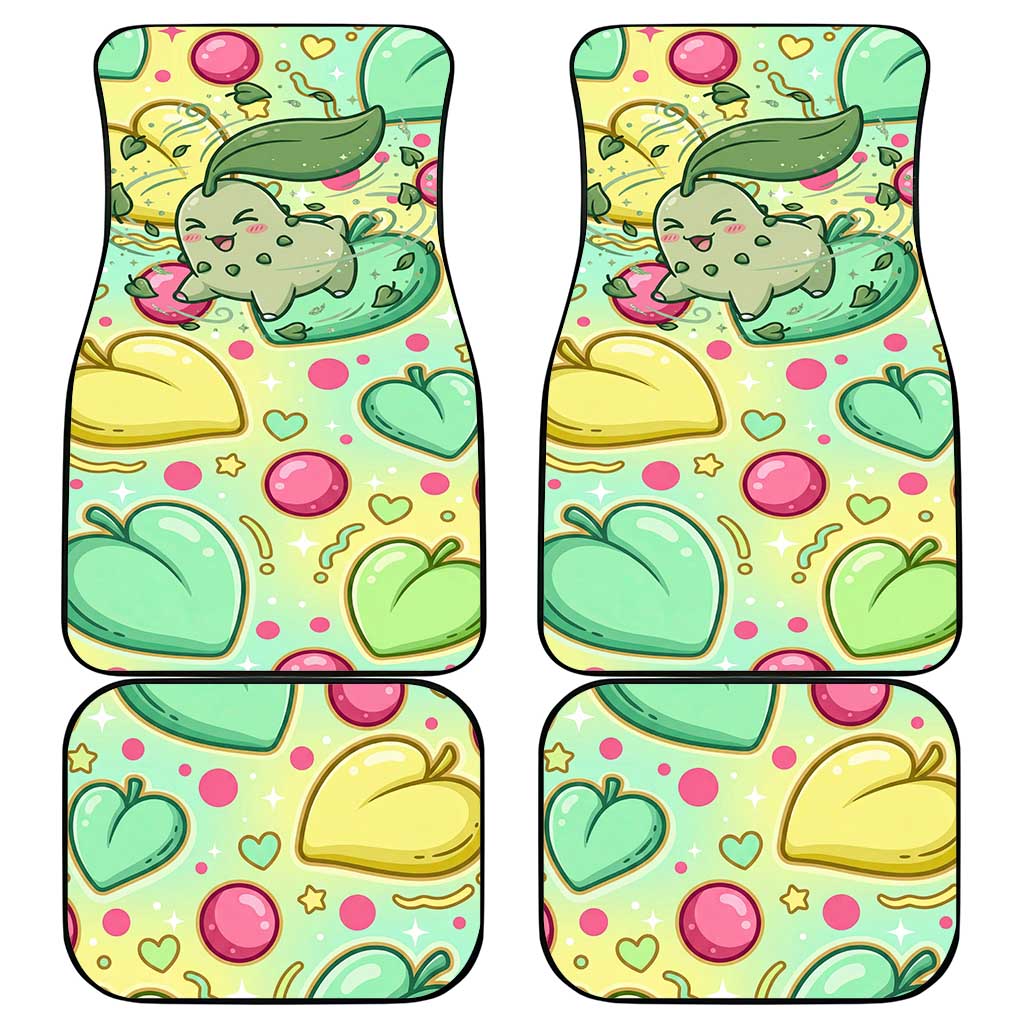 Chikorita Car Mats Vibrant Pastel Leaf Pop Art