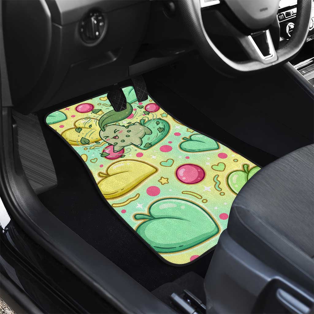 Chikorita Car Mats Vibrant Pastel Leaf Pop Art