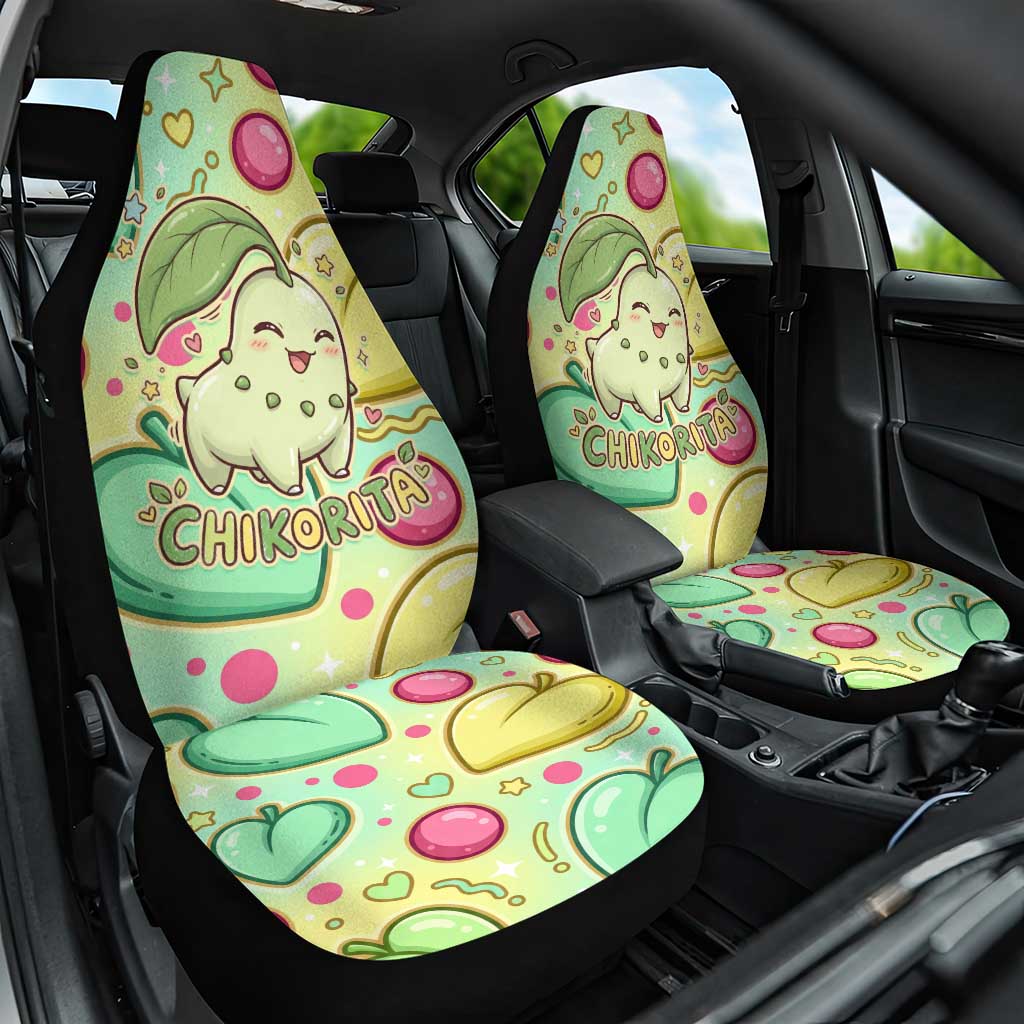 Chikorita Car Seat Cover Vibrant Pastel Leaf Pop Art