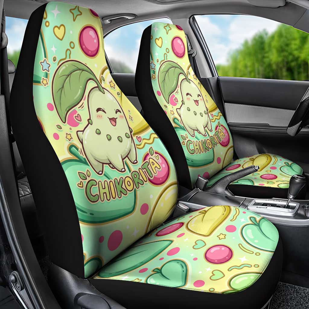 Chikorita Car Seat Cover Vibrant Pastel Leaf Pop Art
