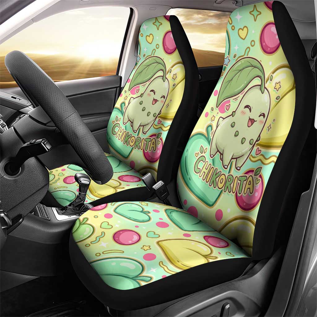 Chikorita Car Seat Cover Vibrant Pastel Leaf Pop Art