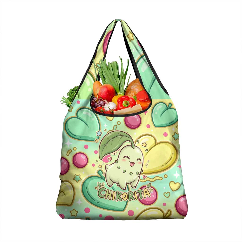 Chikorita Grocery Bag Vibrant Pastel Leaf Pop Art