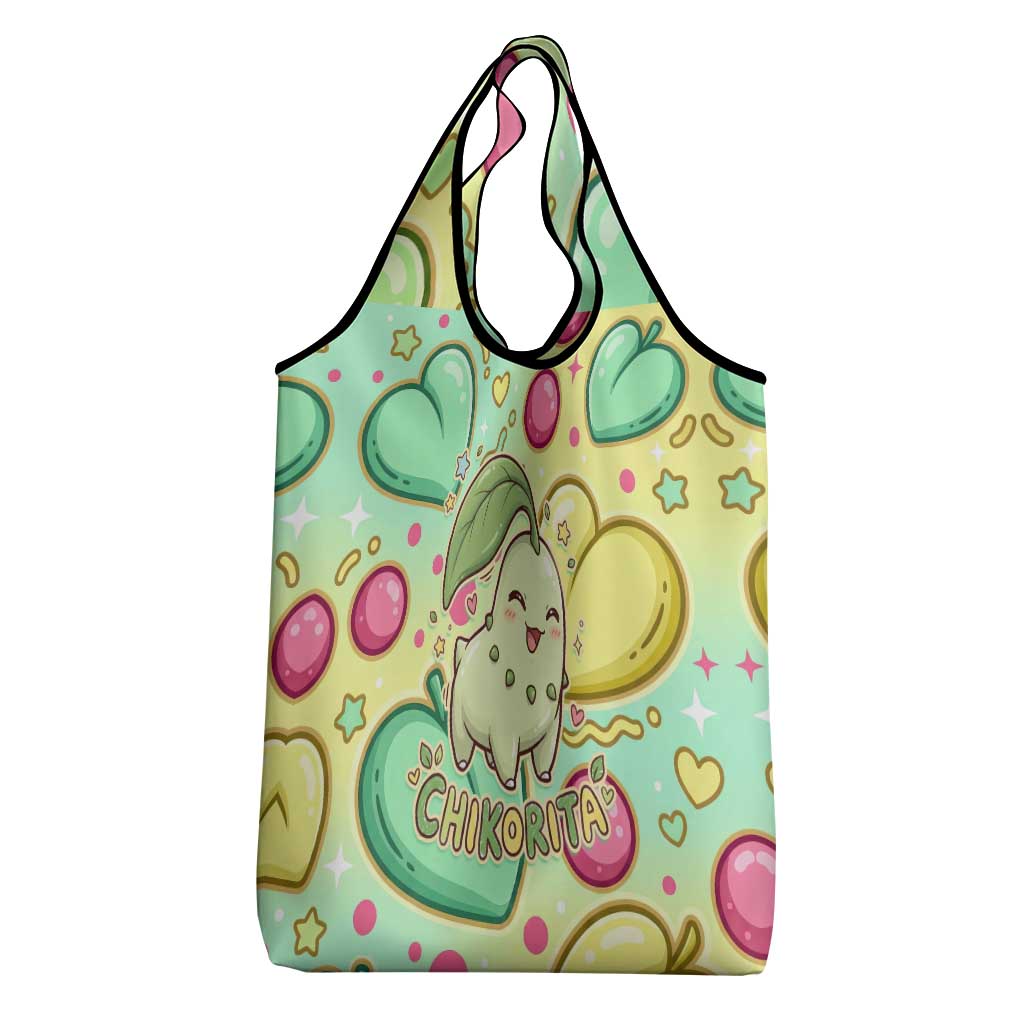 Chikorita Grocery Bag Vibrant Pastel Leaf Pop Art