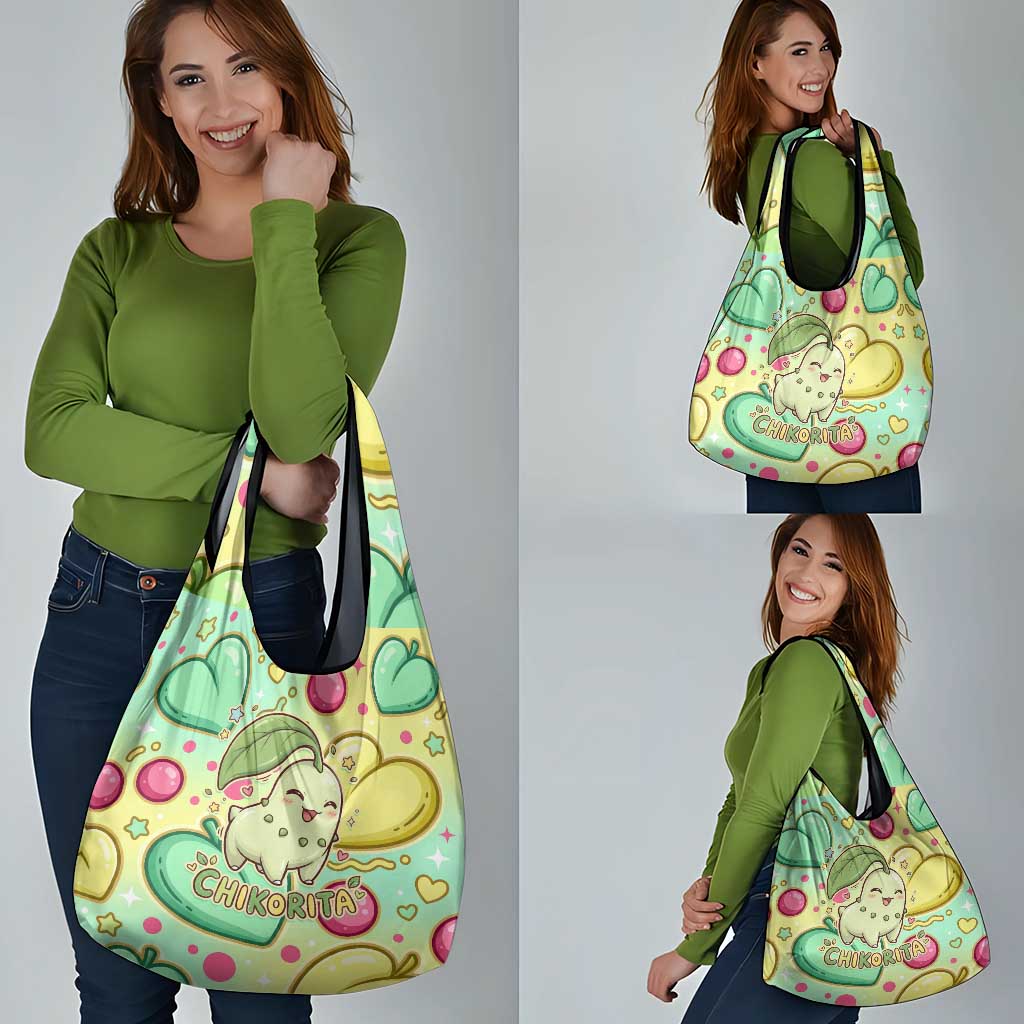 Chikorita Grocery Bag Vibrant Pastel Leaf Pop Art