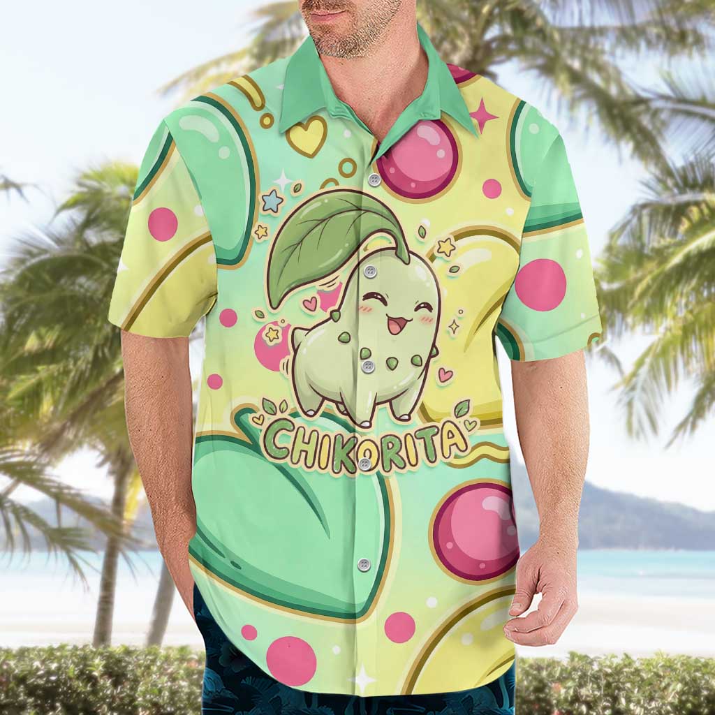 Chikorita Hawaiian Shirt Vibrant Pastel Leaf Pop Art