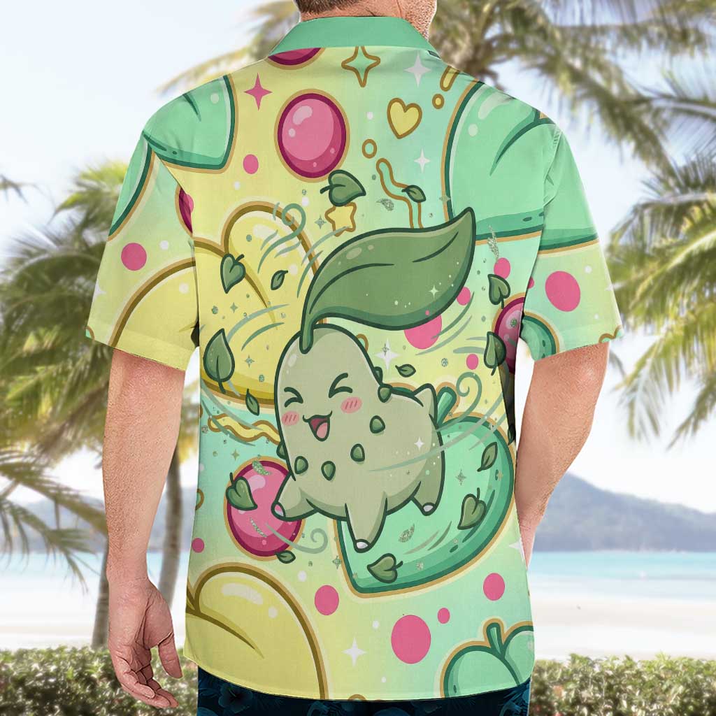 Chikorita Hawaiian Shirt Vibrant Pastel Leaf Pop Art