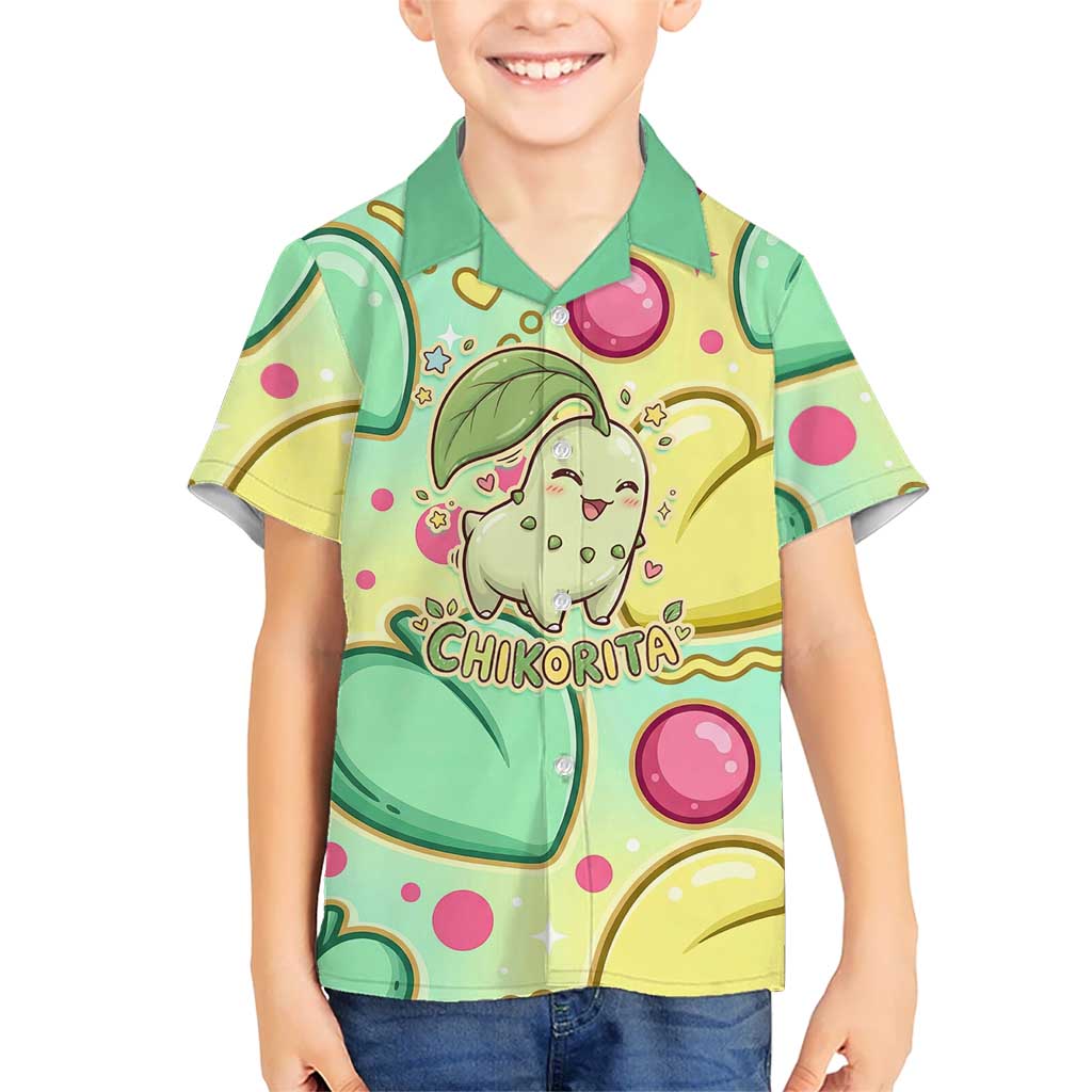 Chikorita Hawaiian Shirt Vibrant Pastel Leaf Pop Art