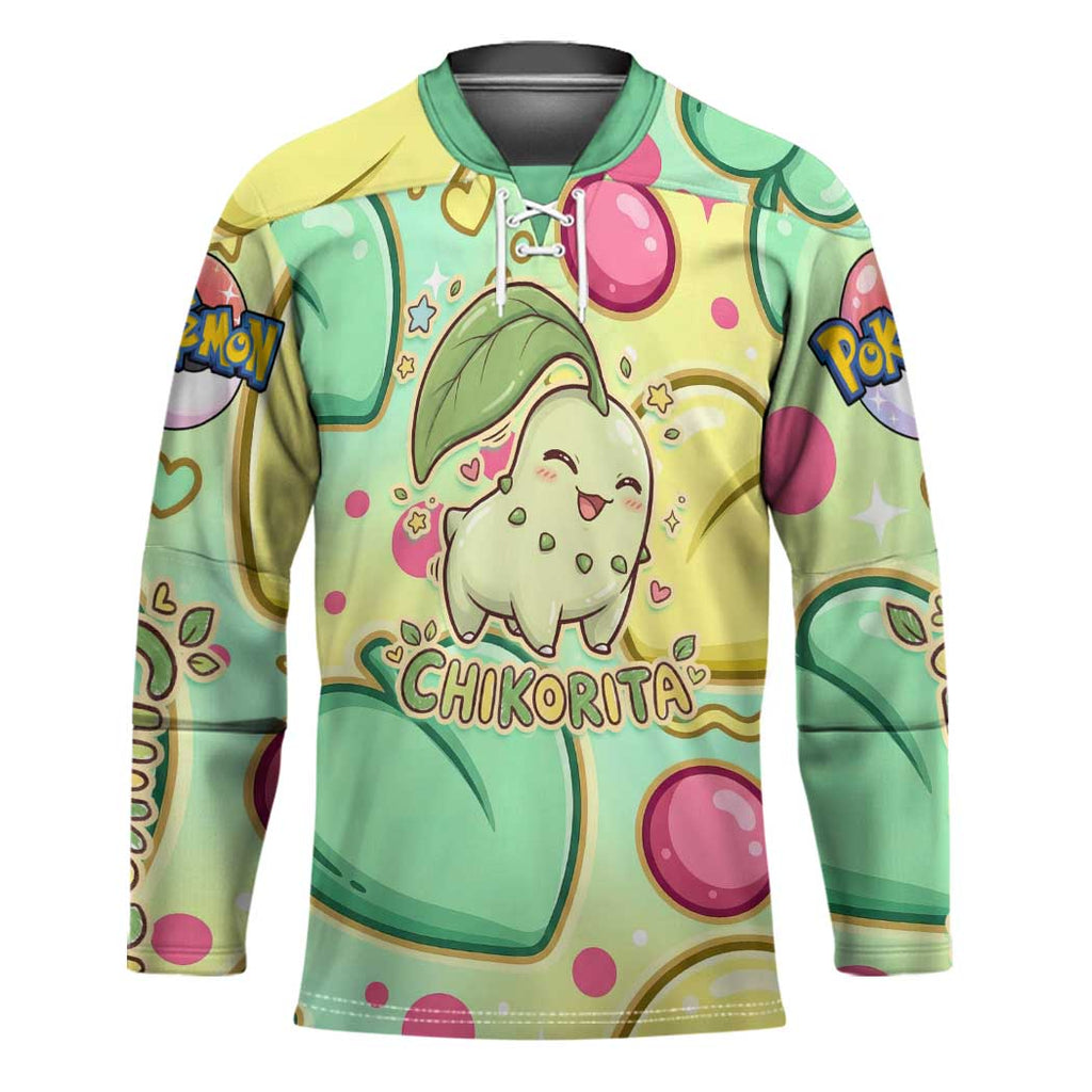 Chikorita Hockey Jersey Vibrant Pastel Leaf Pop Art