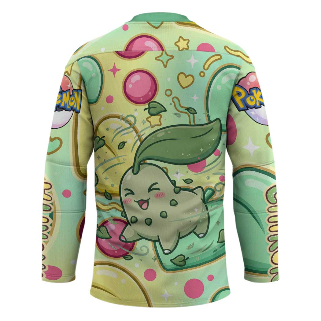 Chikorita Hockey Jersey Vibrant Pastel Leaf Pop Art