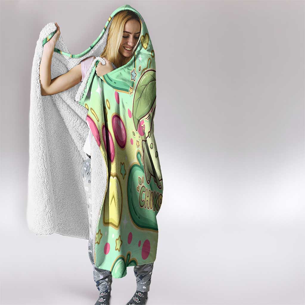 Chikorita Hooded Blanket Vibrant Pastel Leaf Pop Art