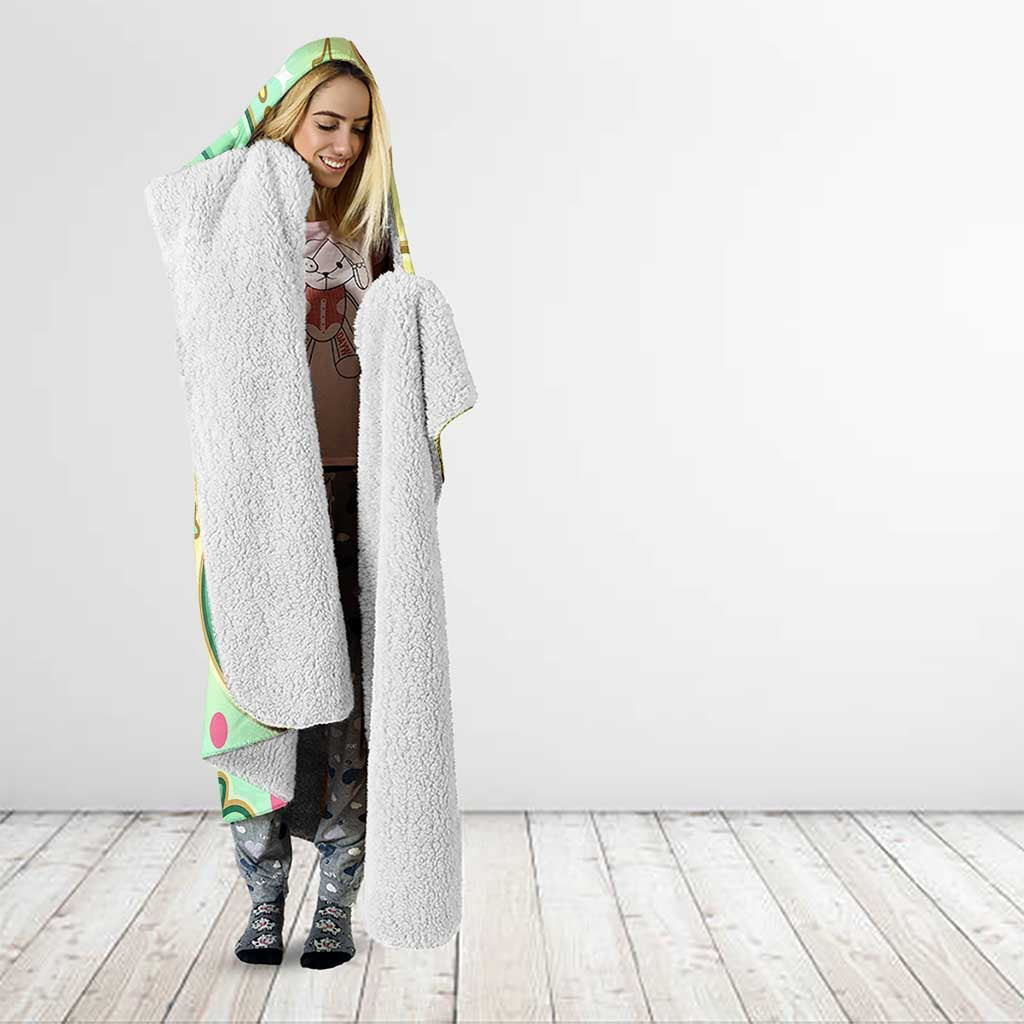 Chikorita Hooded Blanket Vibrant Pastel Leaf Pop Art
