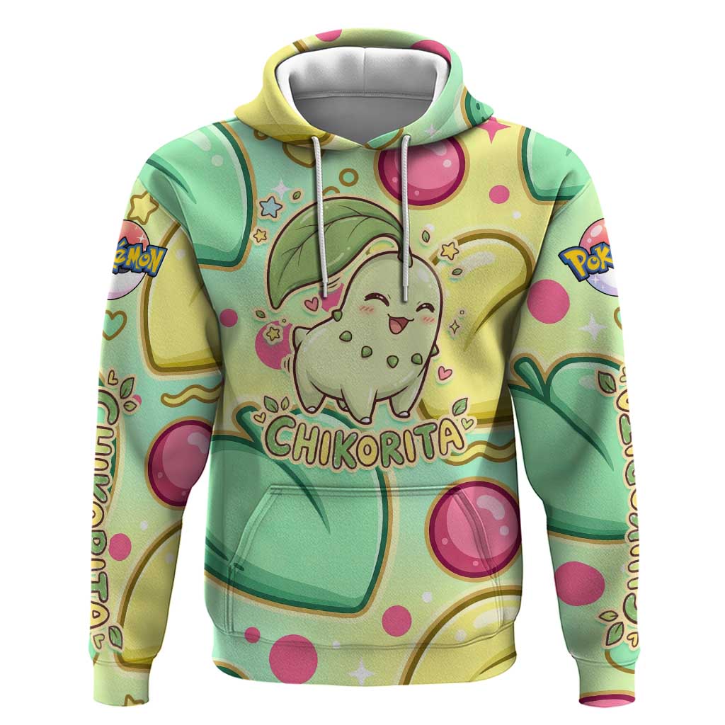 Chikorita Hoodie Vibrant Pastel Leaf Pop Art