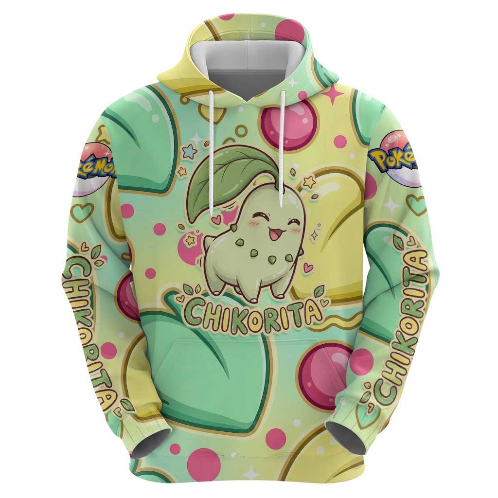 Chikorita Hoodie Vibrant Pastel Leaf Pop Art