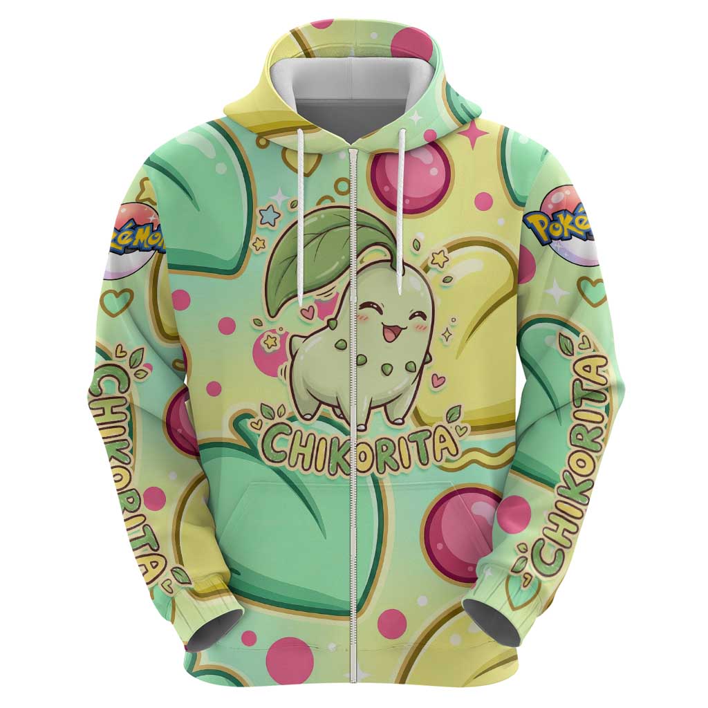 Chikorita Hoodie Vibrant Pastel Leaf Pop Art