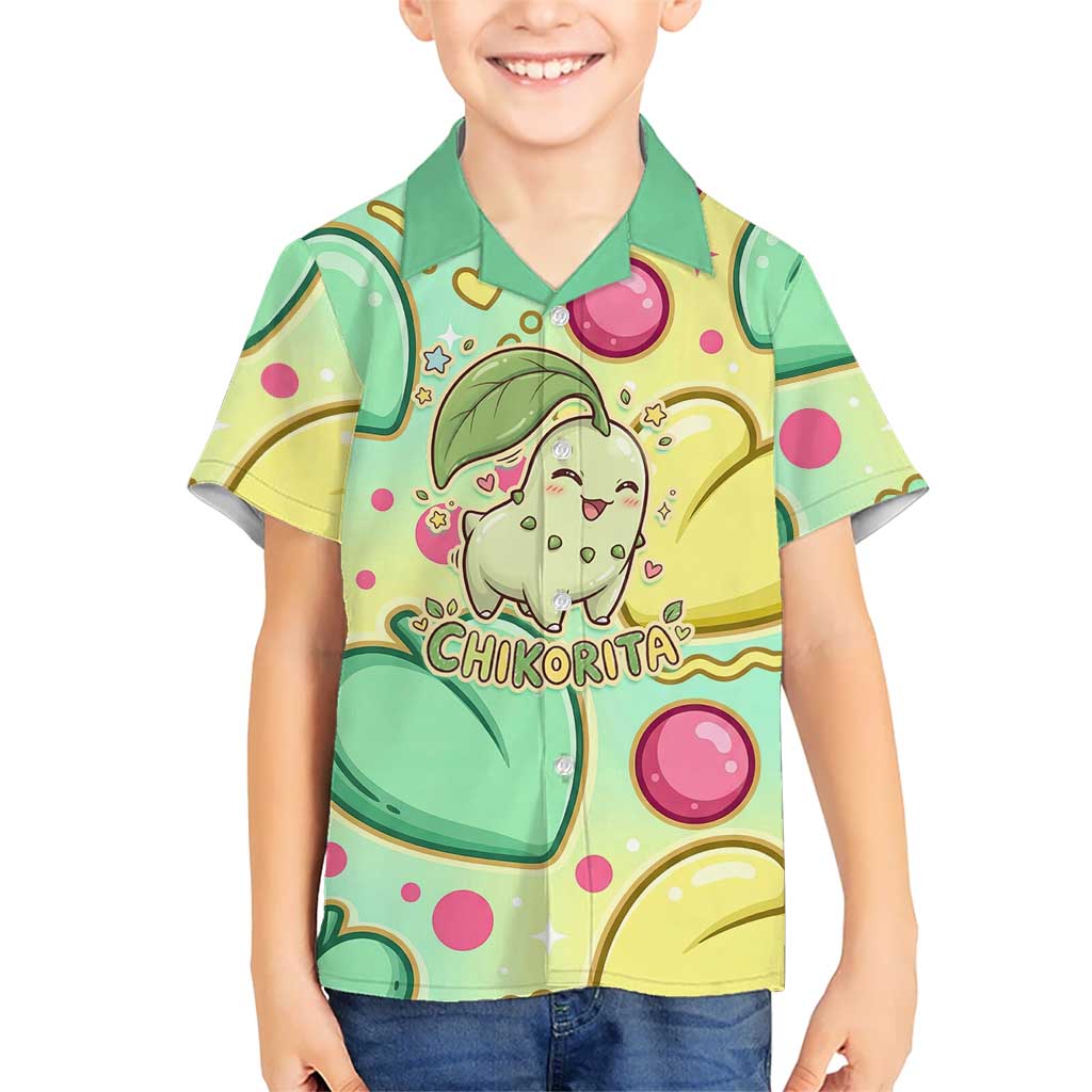Chikorita Kid Hawaiian Shirt Vibrant Pastel Leaf Pop Art