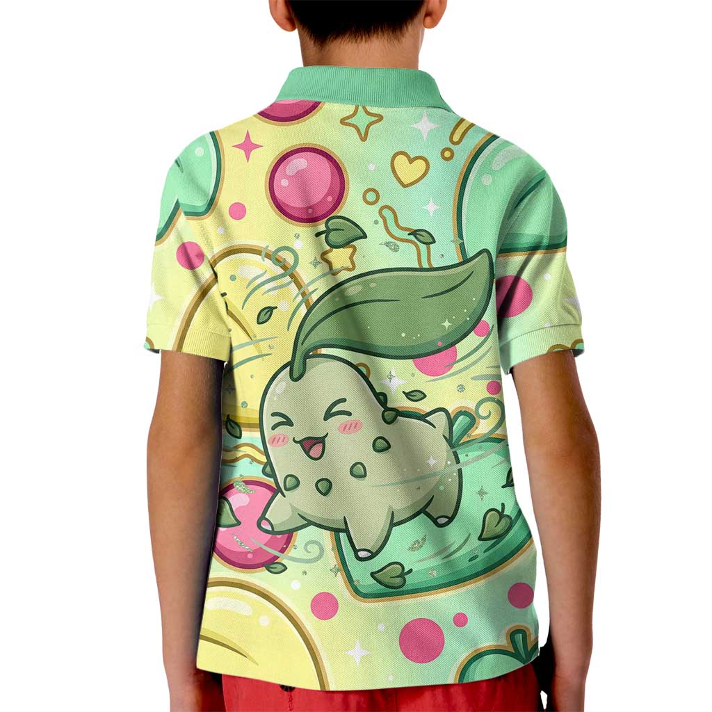 Chikorita Kid Polo Shirt Vibrant Pastel Leaf Pop Art