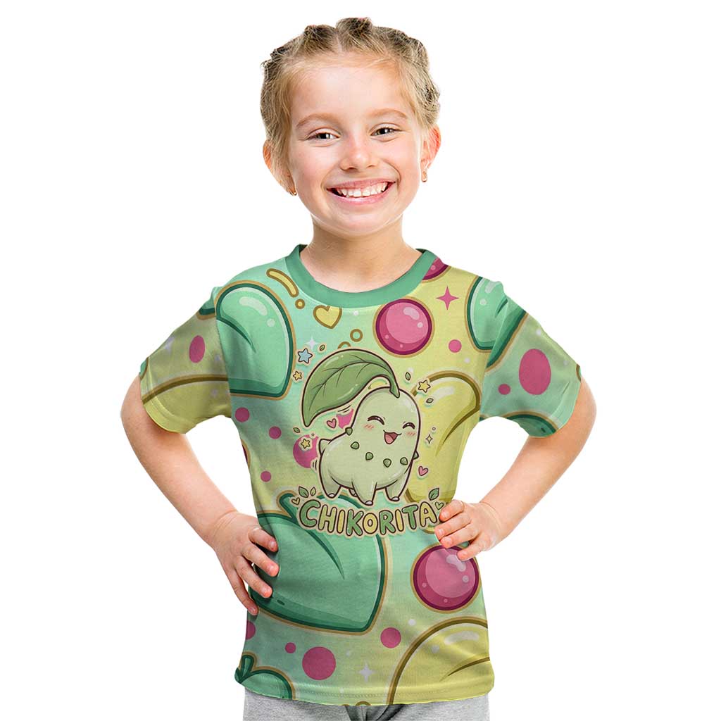 Chikorita Kid T Shirt Vibrant Pastel Leaf Pop Art
