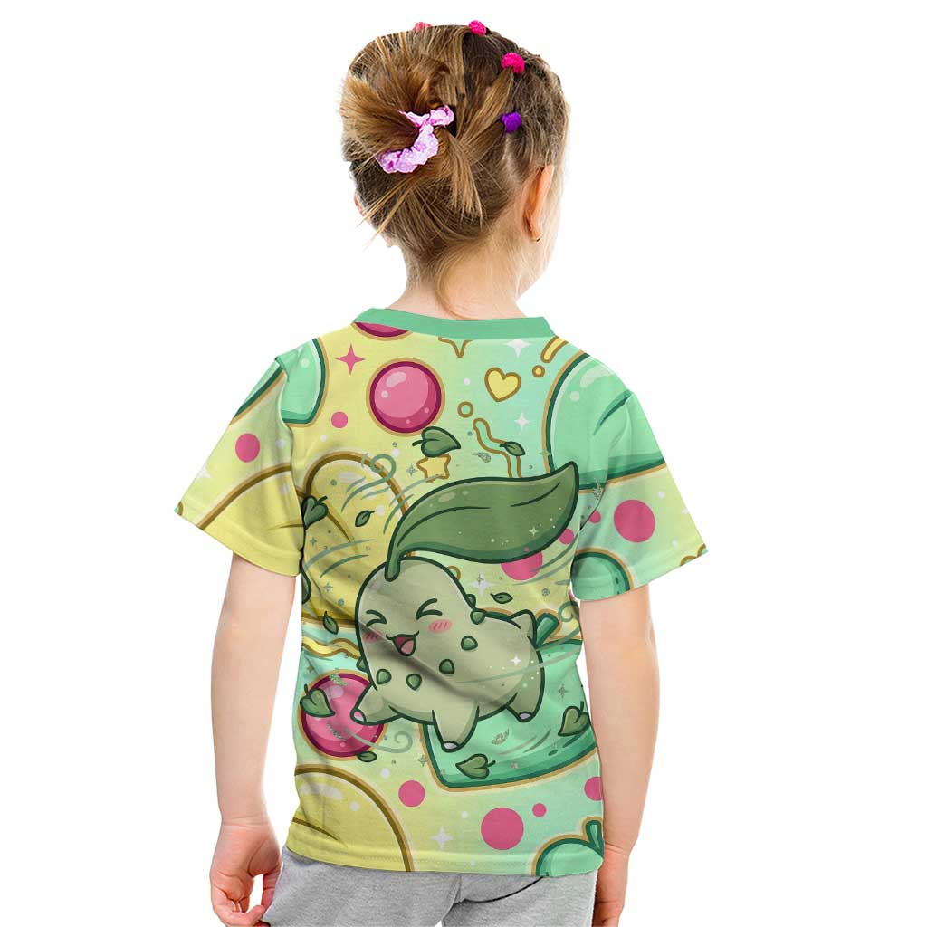 Chikorita Kid T Shirt Vibrant Pastel Leaf Pop Art