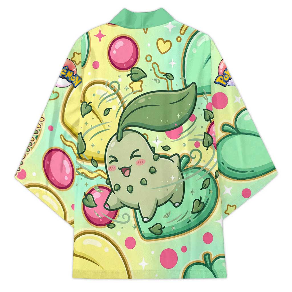 Chikorita Kimono Vibrant Pastel Leaf Pop Art