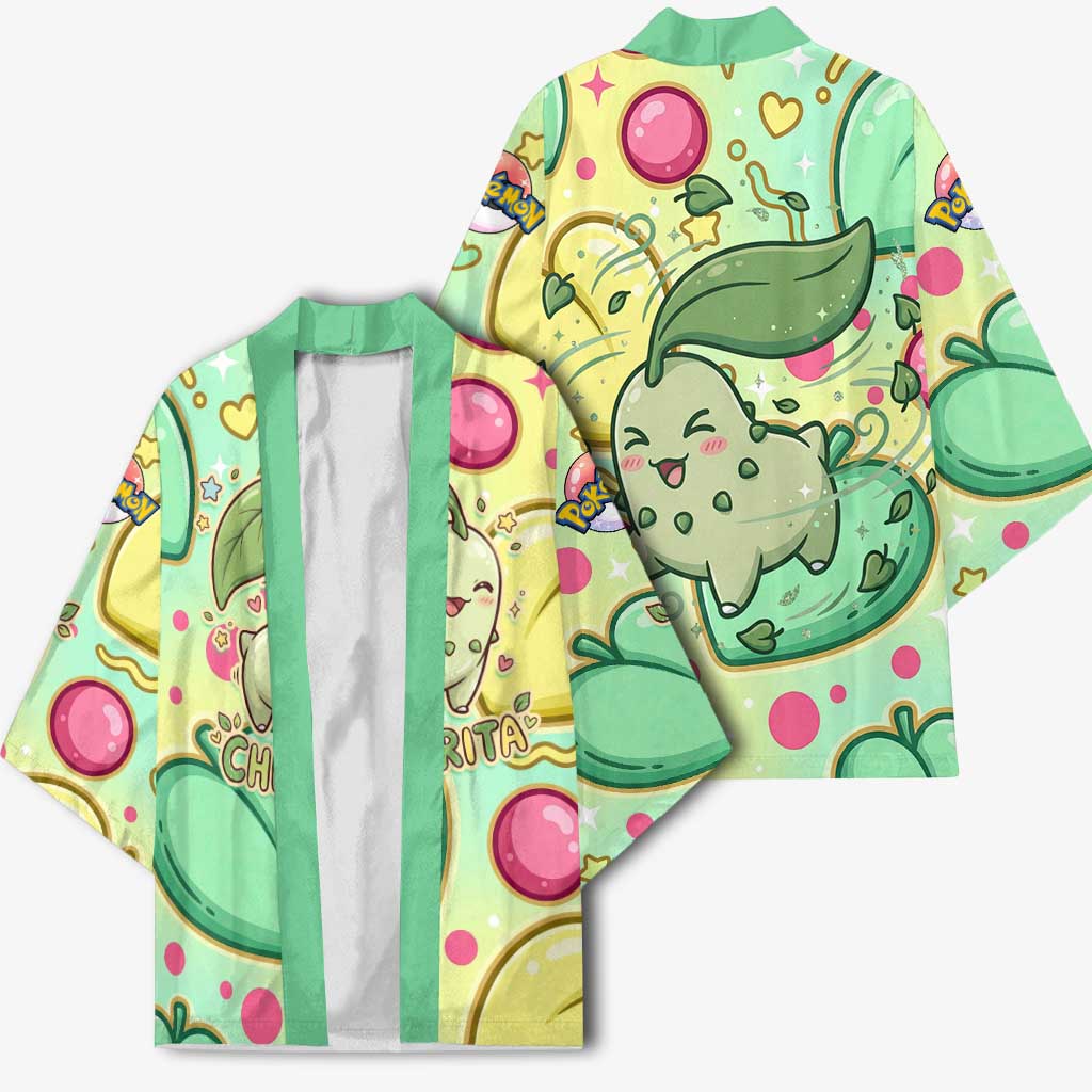 Chikorita Kimono Vibrant Pastel Leaf Pop Art
