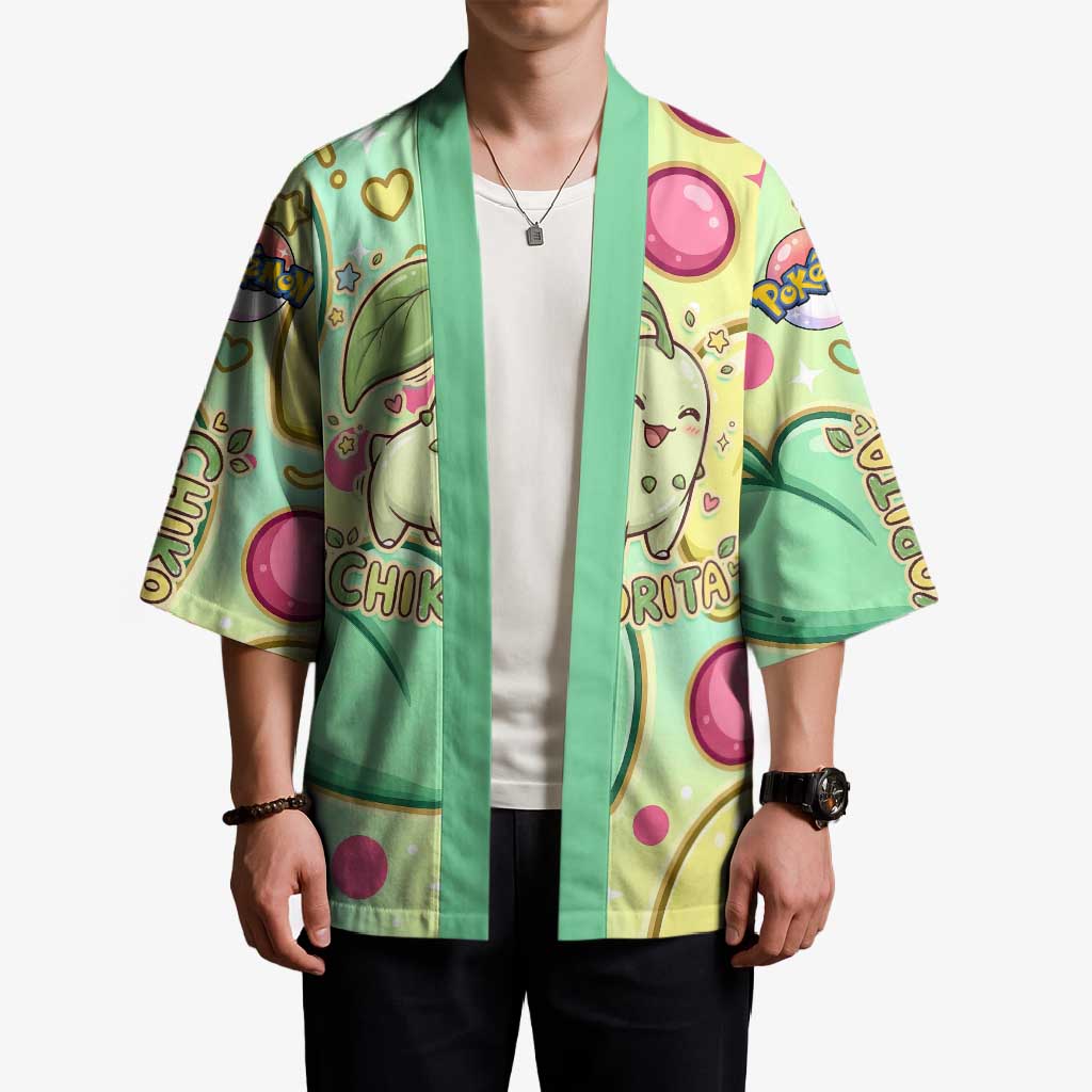 Chikorita Kimono Vibrant Pastel Leaf Pop Art