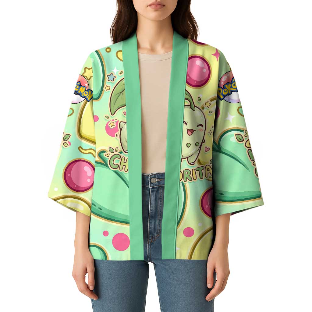 Chikorita Kimono Vibrant Pastel Leaf Pop Art